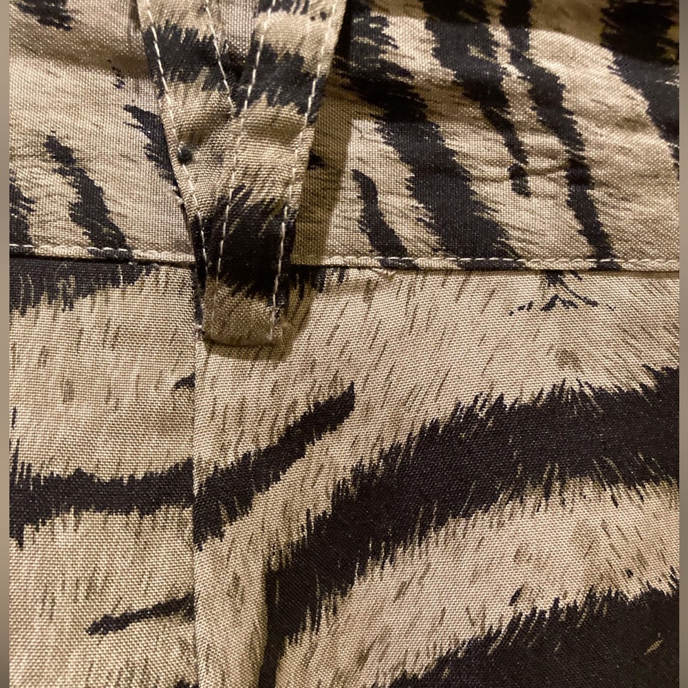 GALA 100% Silk Bold Black & Tan Safari Zebra Print Midi Skirt Womans SZ Small - Picture 11 of 15